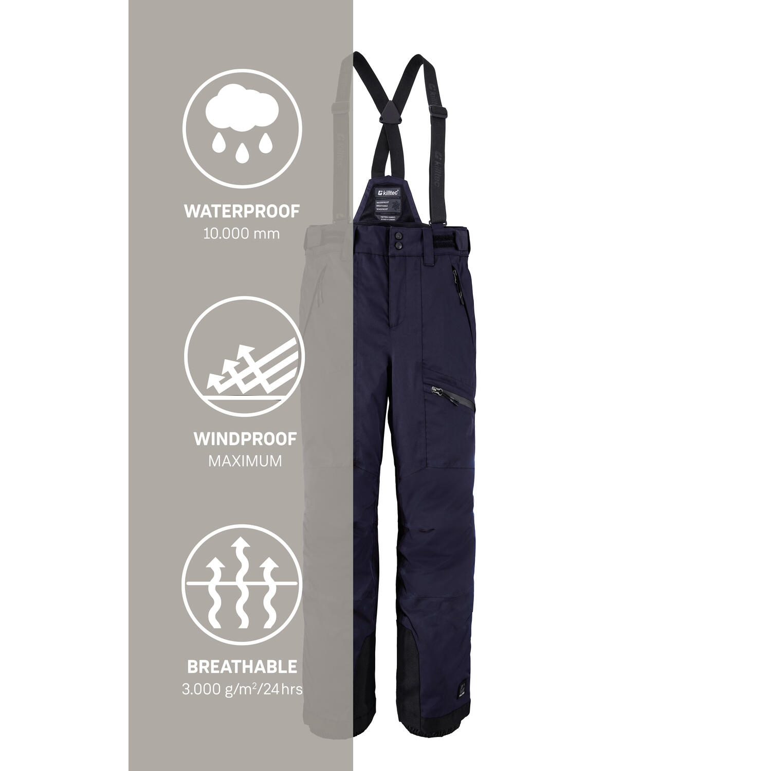 Pantalón esquí - niño - peto desmontable, rodilleras - azul 5/7