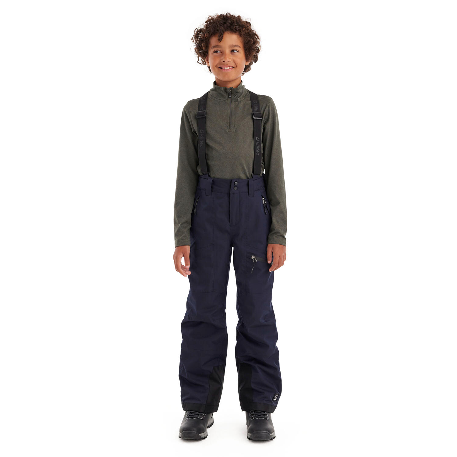 Pantalón esquí - niño - peto desmontable, rodilleras - azul 6/7