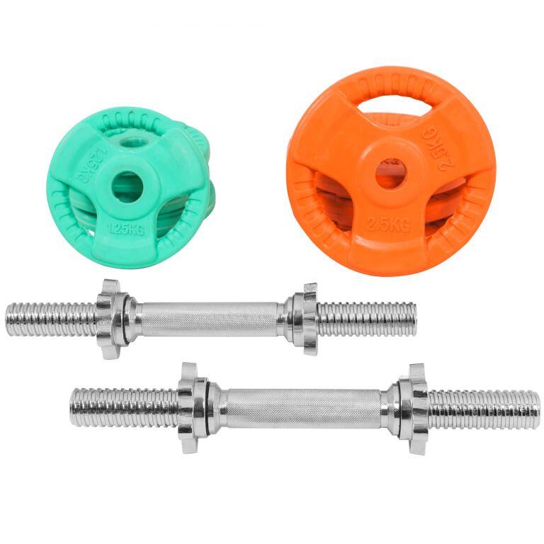 Set gantere din fontă cu înveliș din cauciuc și fixare cu cleme/piulite 20 kg