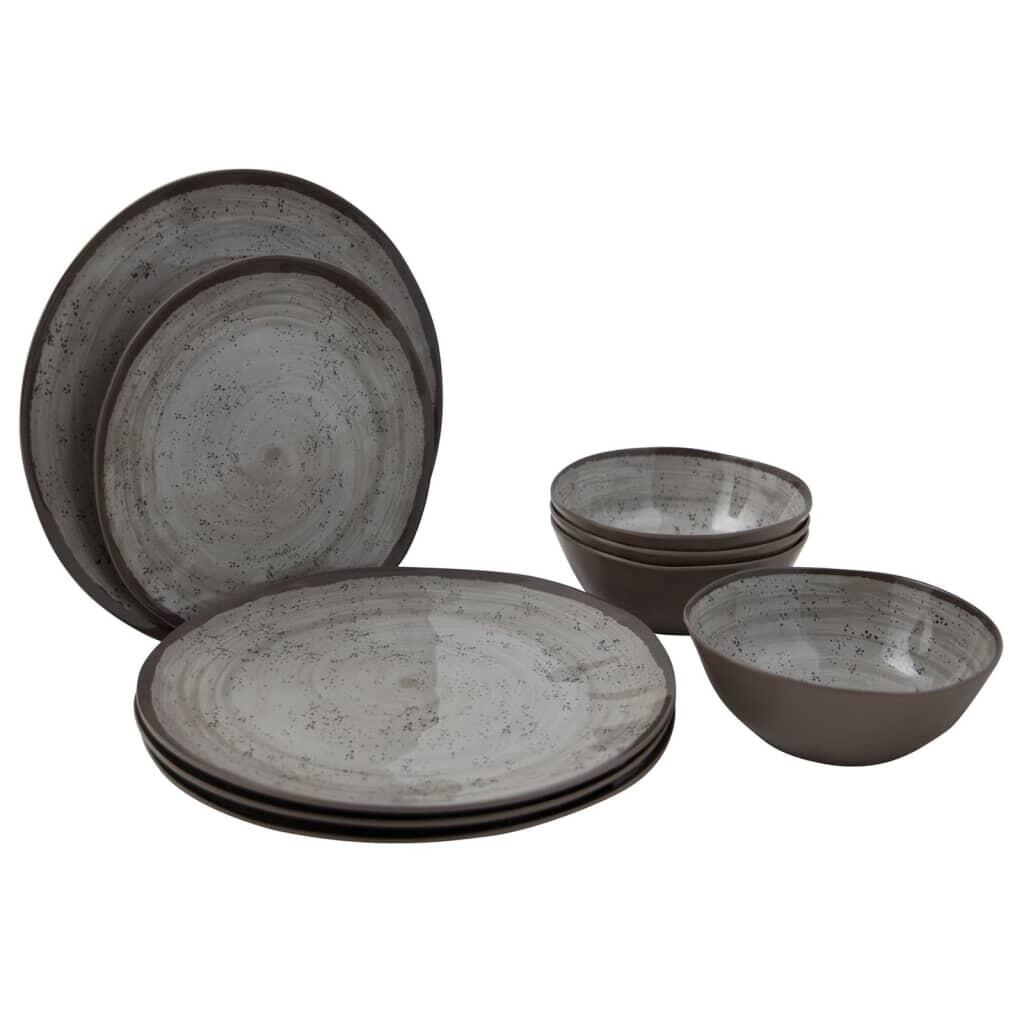 BO-CAMP Melamin Geschirr Set Halo Camping Essgeschirr Reise Picknick Teller