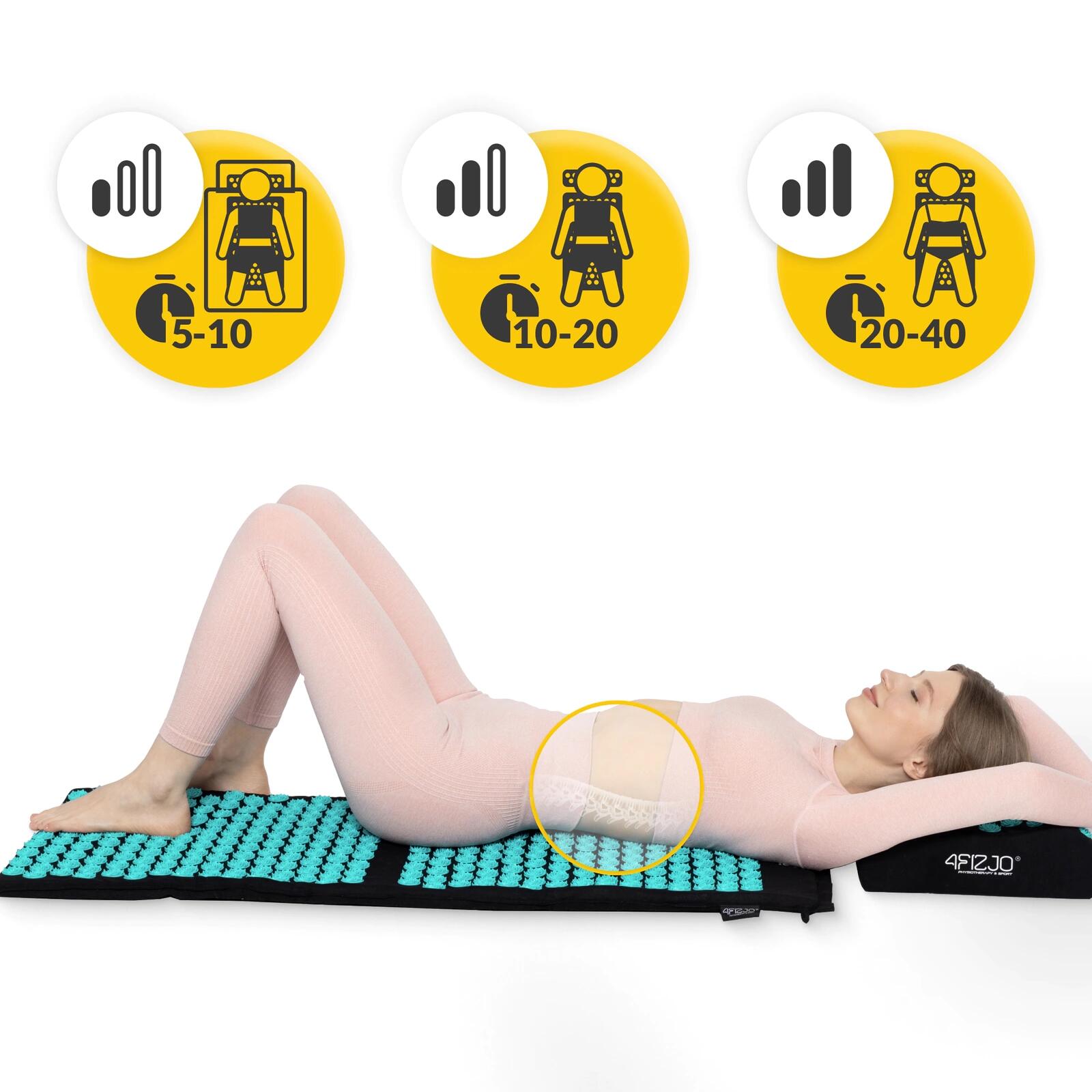 Duża mata do akupresury terapeutyczna 4FIZJO ERGO XL z poduszką niebiesko-czarna 6/7