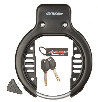 Zwart python ringslot met plug-in voor ketting