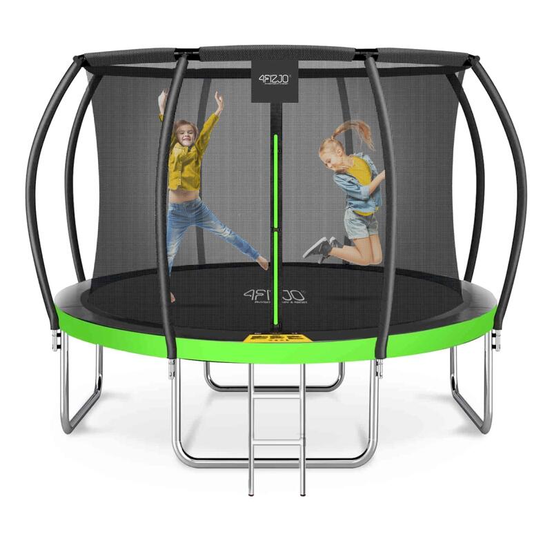 Trampolina ogrodowa dla dzieci 4FIZJO PRO z siatką ochronną 374cm 12FT zielona