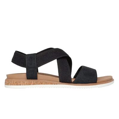 Platte sandalen dames skechers zwart