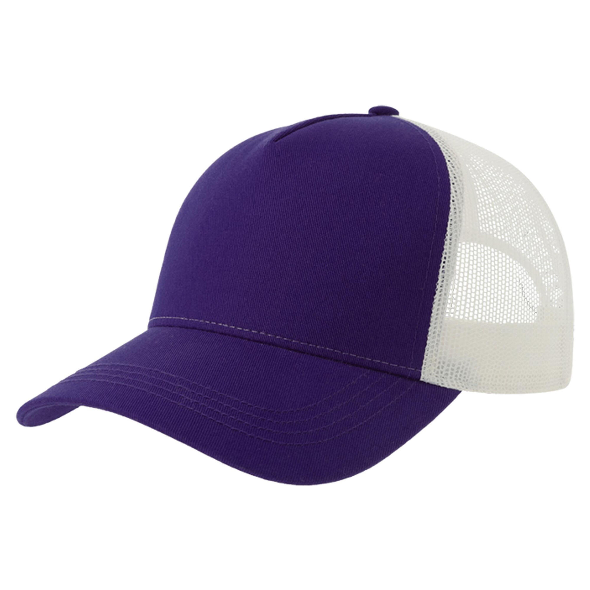 ATLANTIS Rapper 5 Panel Cotton Trucker Cap (Purple/White)