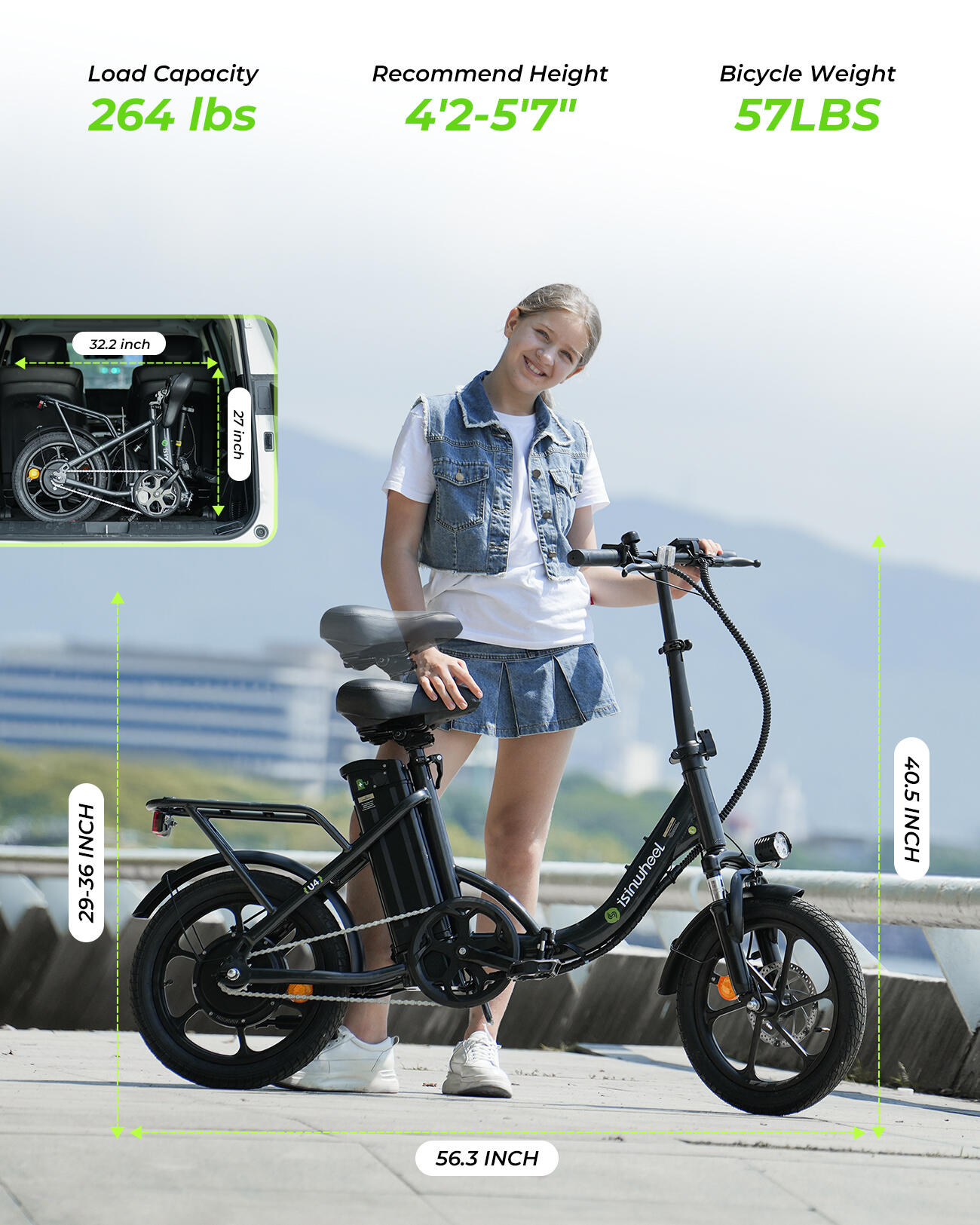 EGGKING Elektrische Fiets voor Volwassenen, 20 Dikke Banden E-Bike, 48V-17.5Ah Verwijderbare Batterij, 7 Versnellingen, Max 150kg
