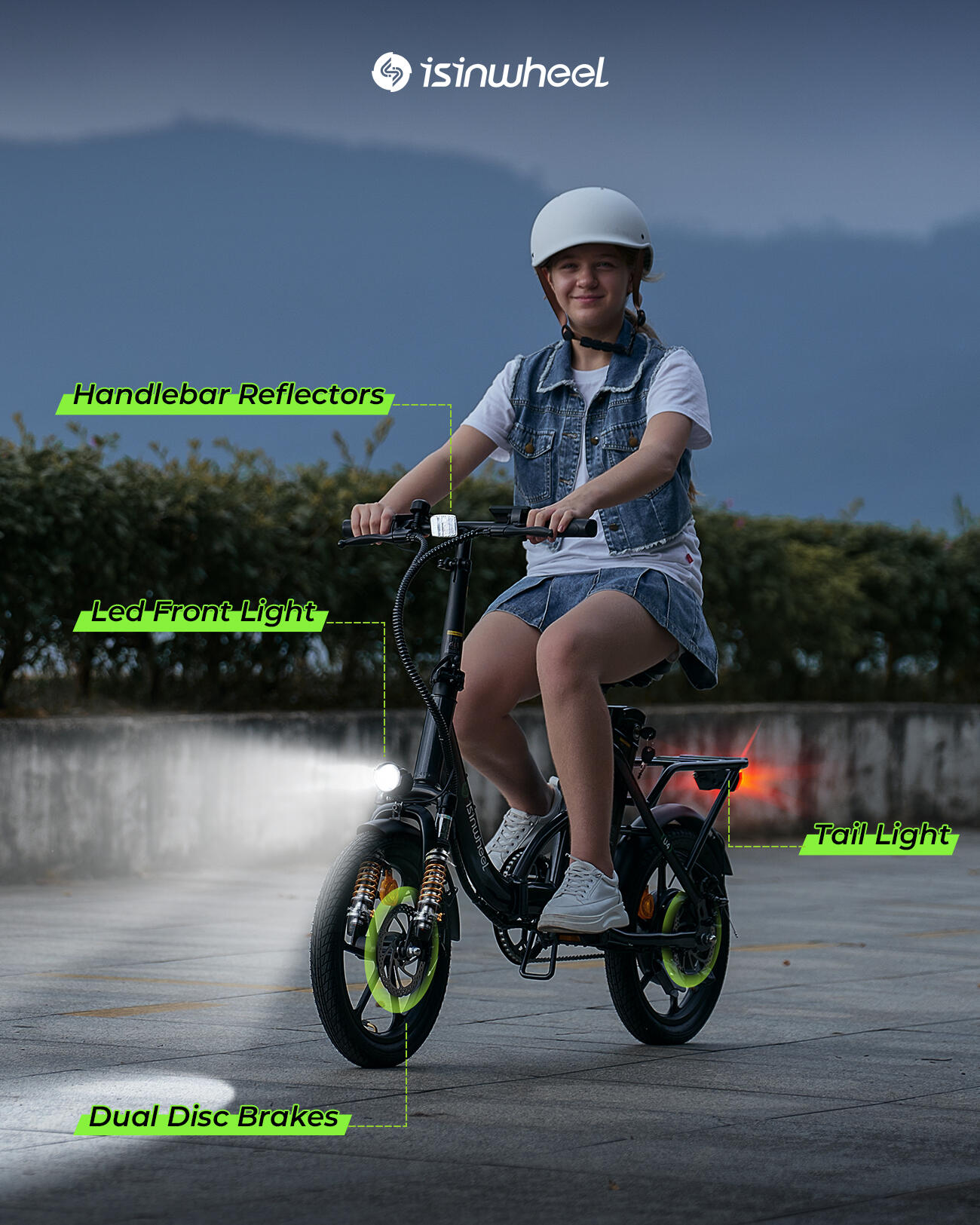 Bici elettrica Isinwheel U4 per adulti, batteria da 250 W, 36 V, 10,4 Ah, 16" 6/7