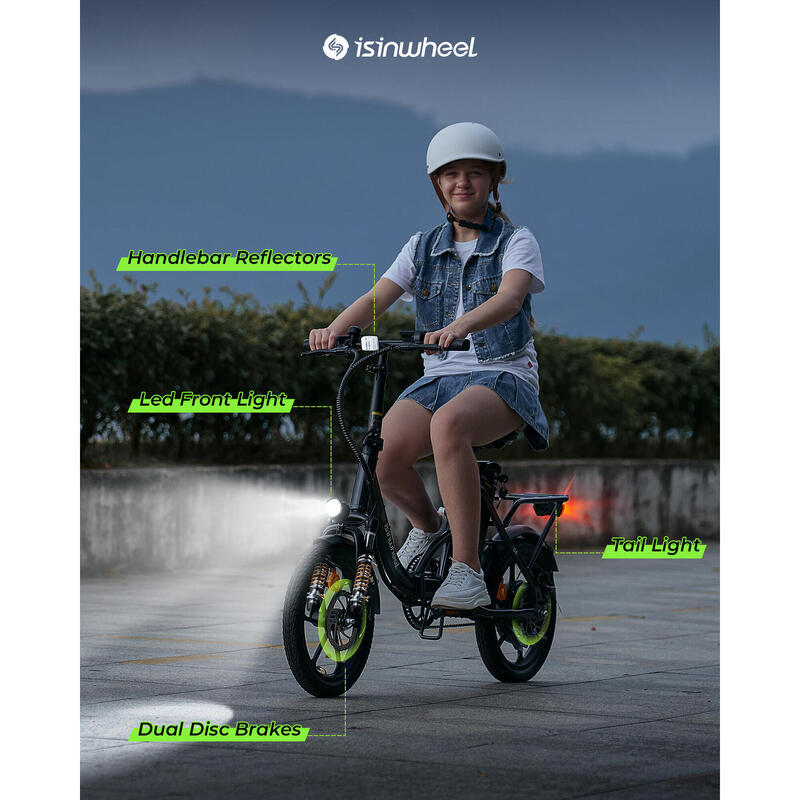 Bicicletă electrică Isinwheel U4 pentru adulți, baterie 250W 36V 10.4Ah 16"