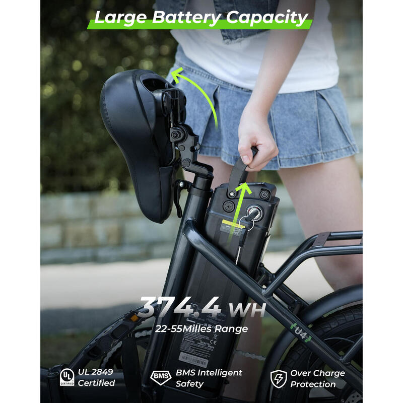 Bicicletă electrică Isinwheel U4 pentru adulți, baterie 250W 36V 10.4Ah 16"