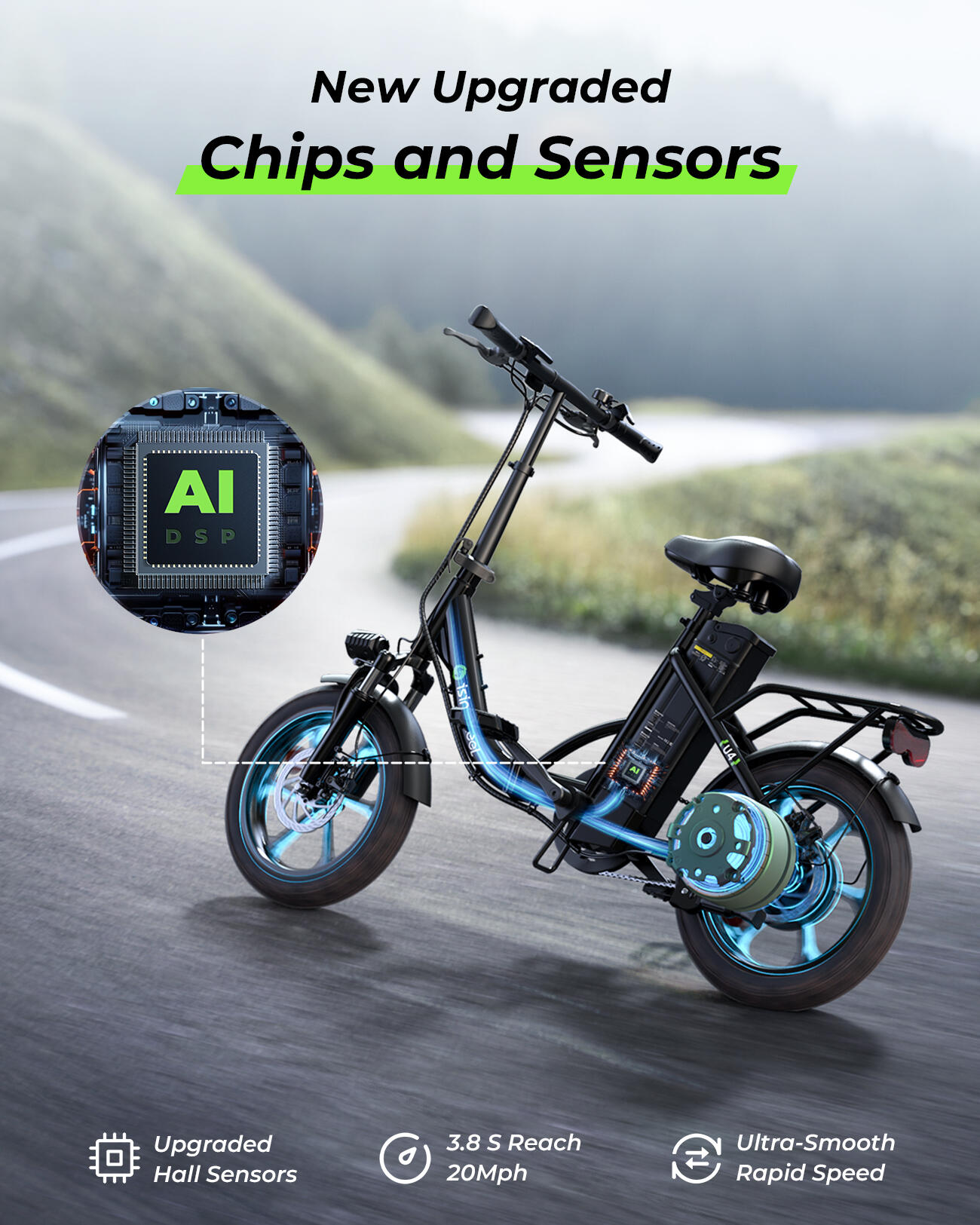 Bici elettrica Isinwheel U4 per adulti, batteria da 250 W, 36 V, 10,4 Ah, 16" 3/7