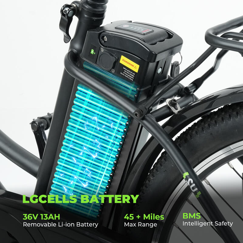 Bicicleta elétrica Isinwheel U2 para adulto, 26" 250W 36V 13Ah