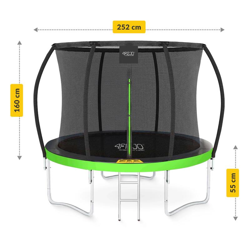 Trampolina ogrodowa dla dzieci 4FIZJO PRO z siatką ochronną 252cm 8FT