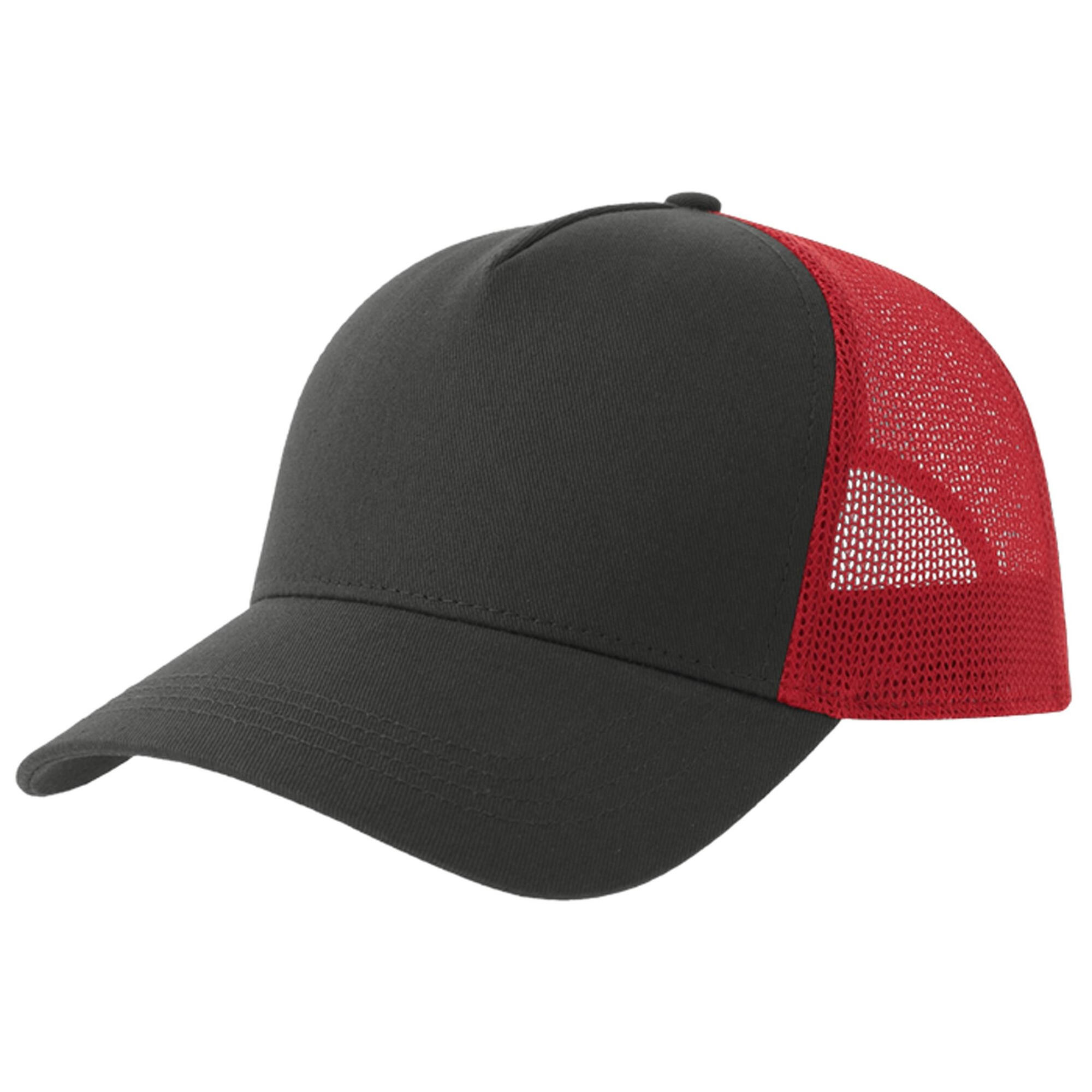ATLANTIS Rapper 5 Panel Cotton Trucker Cap (Dark Grey/Red)