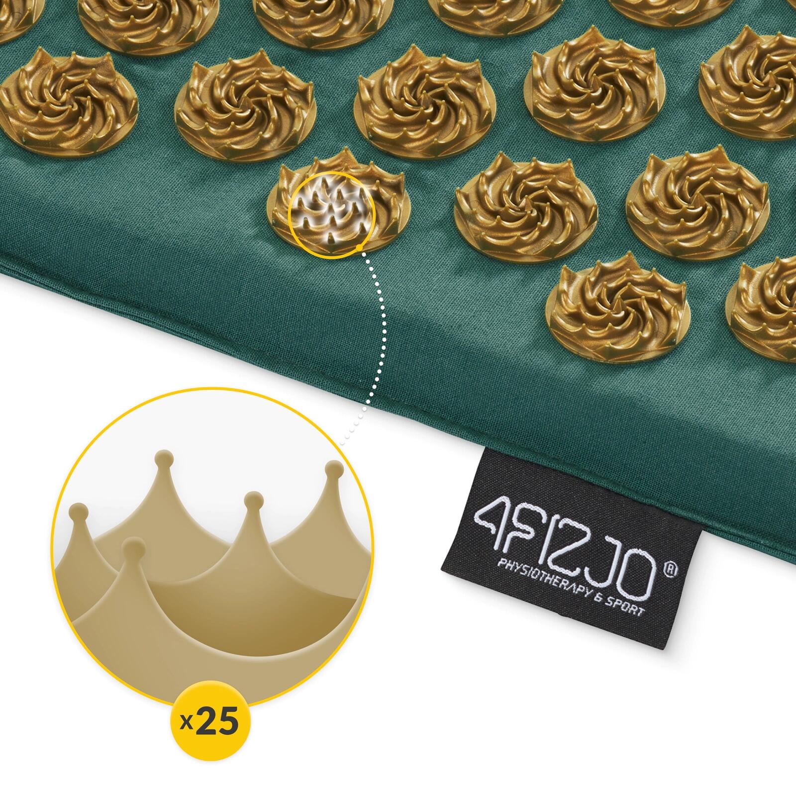 Mata do akupresury terapeutyczna 4FIZJO ERGO z poduszką zielono-złota 7/7