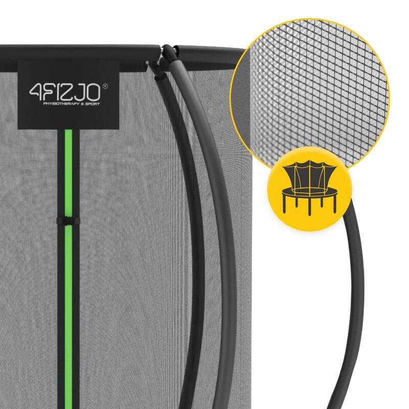 Trampolina ogrodowa dla dzieci 4FIZJO PRO z siatką ochronną 312cm 10FT zielona