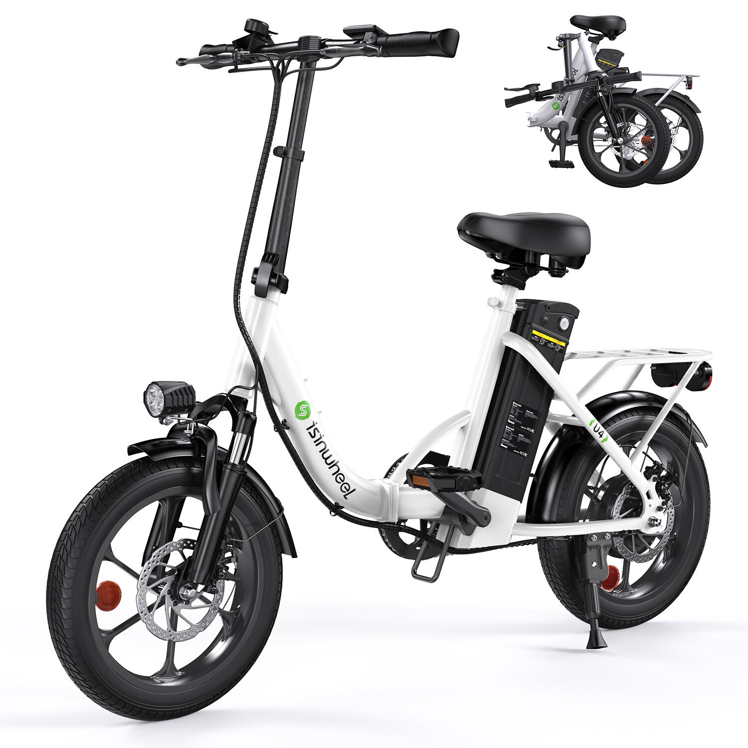 ISINWHEEL Isinwheel U4 elektrische fiets voor volwassenen, 250W 36V 10,4Ah accu 16"