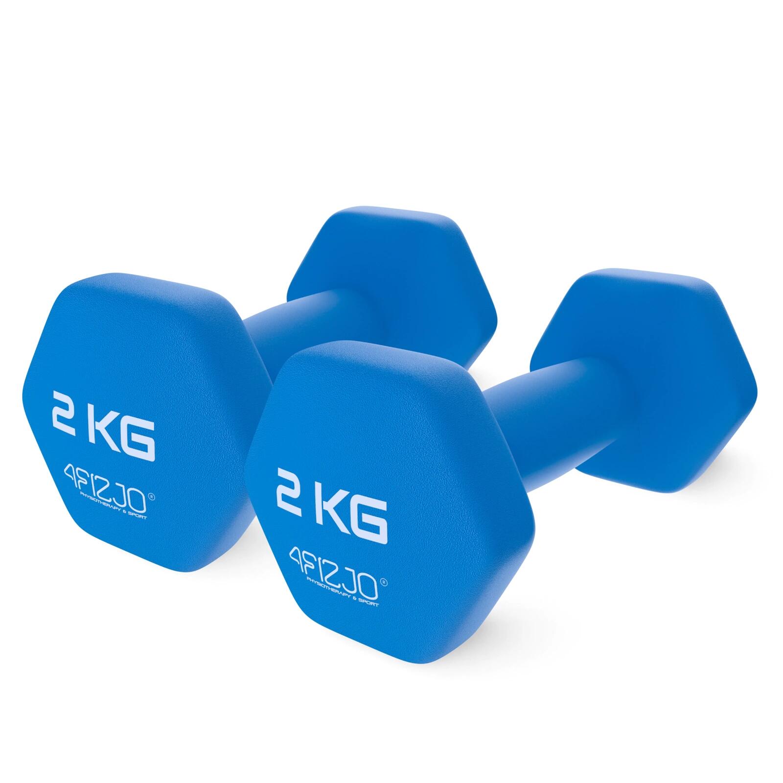 Hantelki ciężarki fitness uniwersalne 4FIZJO CLASSIC 2 szt. 2 kg niebieskie