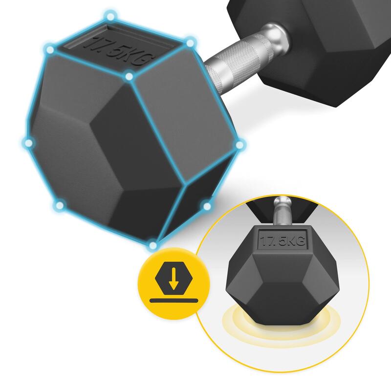 Hantle stalowe do treningu siłowego HEX (1 sztuka)