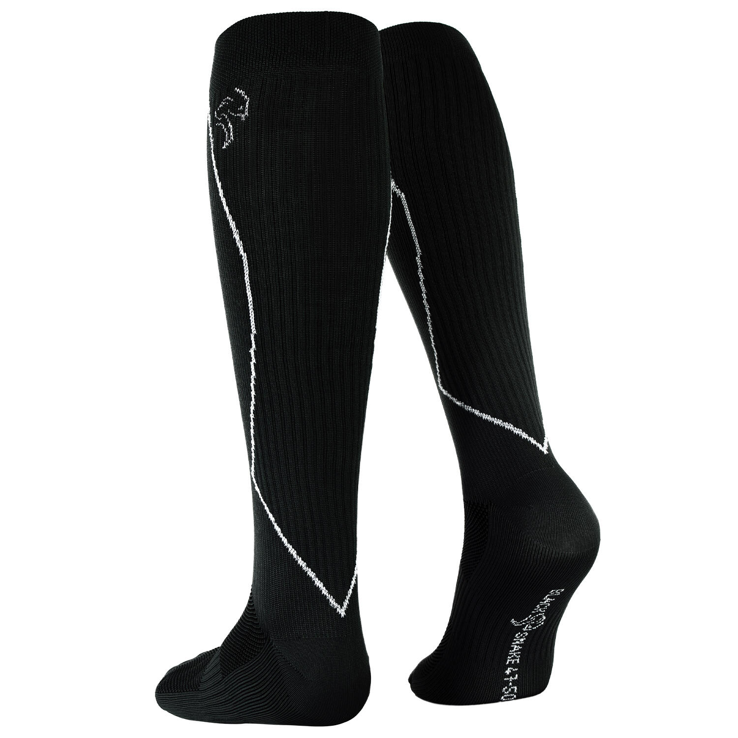 2 Paar Sport Sokken met Compressie | Knielengte | Dames en Heren | Zwart 5/7