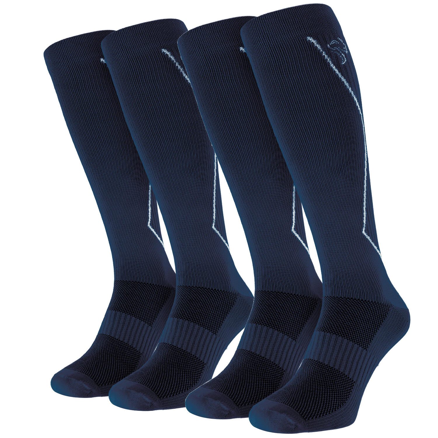 BLACK SNAKE 2 Paar Sport Sokken met Compressie | Knielengte | Dames en Heren | Donkerblauw