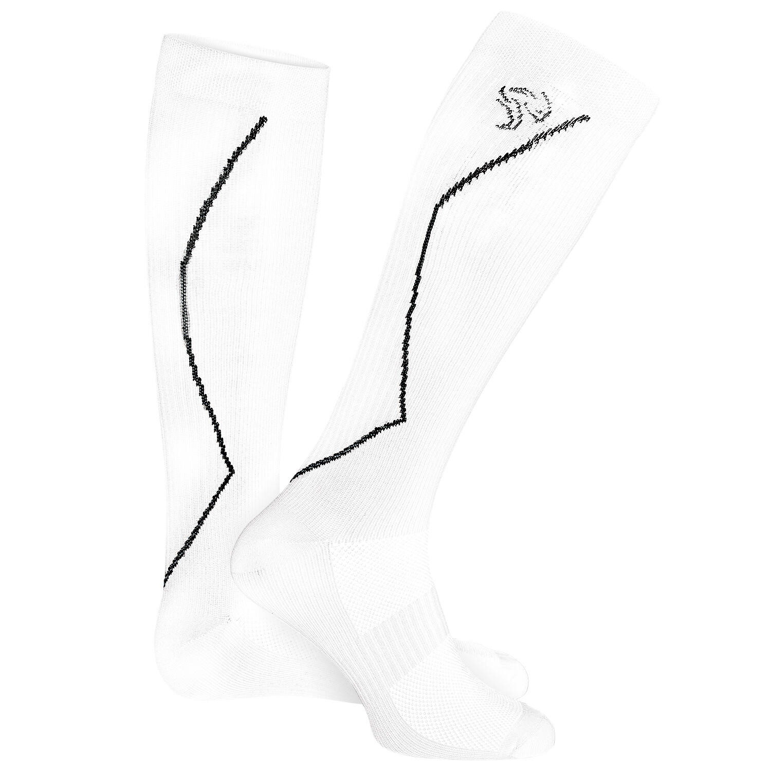 2 Paar Sport Sokken met Compressie | Knielengte | Dames en Heren | Wit 3/7