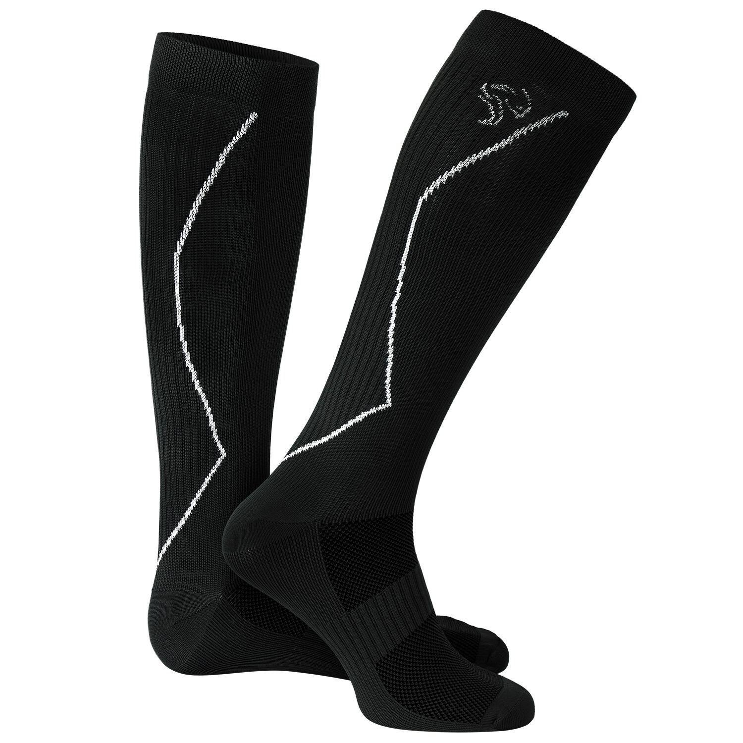 2 Paar Sport Sokken met Compressie | Knielengte | Dames en Heren | Zwart 3/7