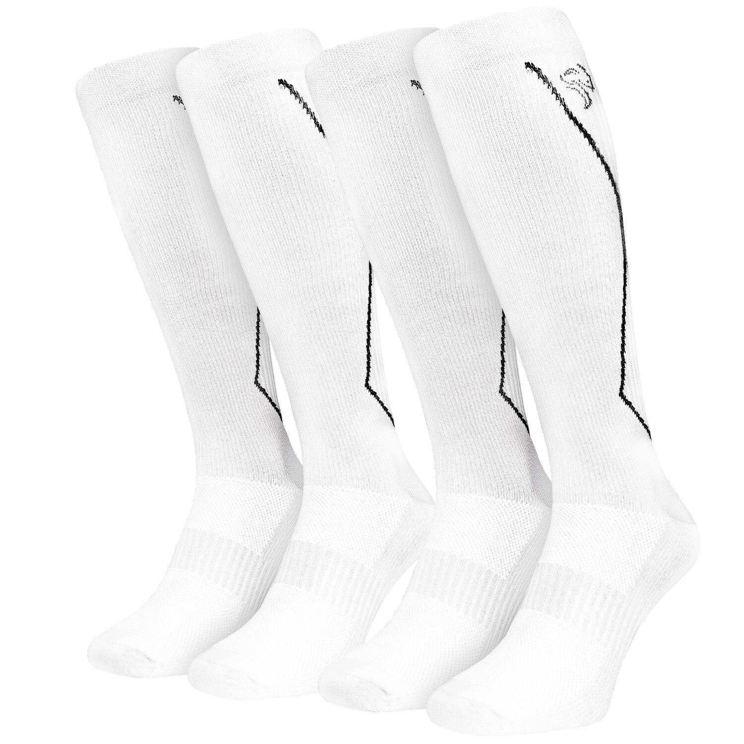 BLACK SNAKE 2 Paar Sport Sokken met Compressie | Knielengte | Dames en Heren | Wit