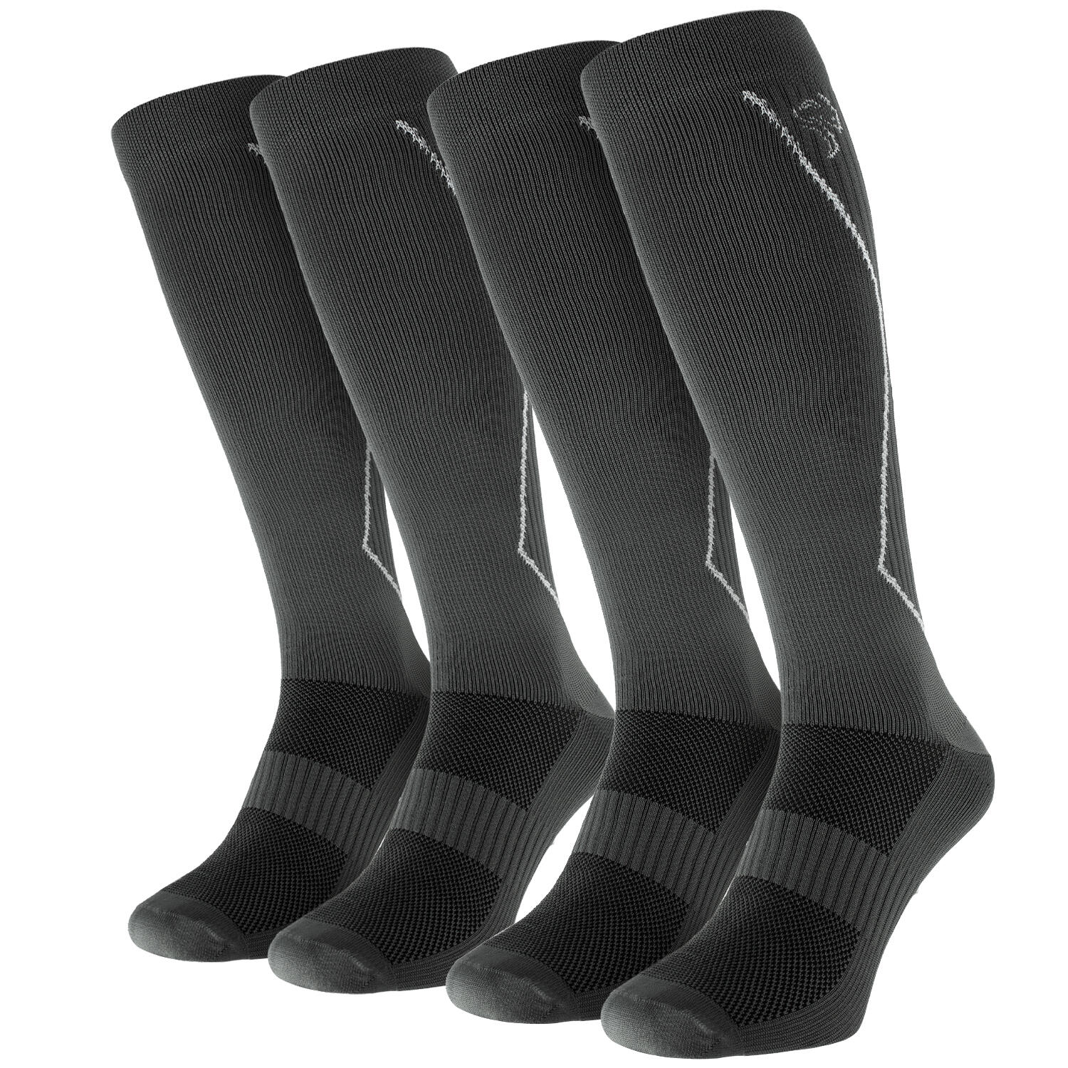 BLACK SNAKE 2 Paar Sport Sokken met Compressie | Knielengte | Dames en Heren | Grijs
