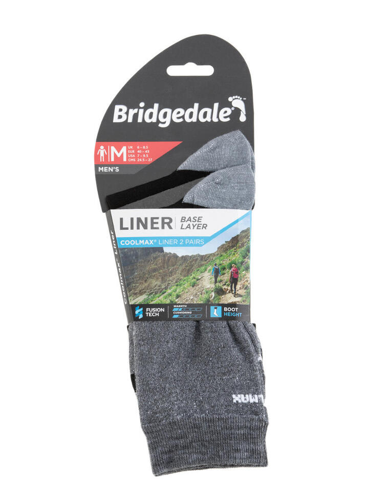 Skarpetki trekkingowe męskie Bridgedale Base Layer Coolmax Liner 2 pary