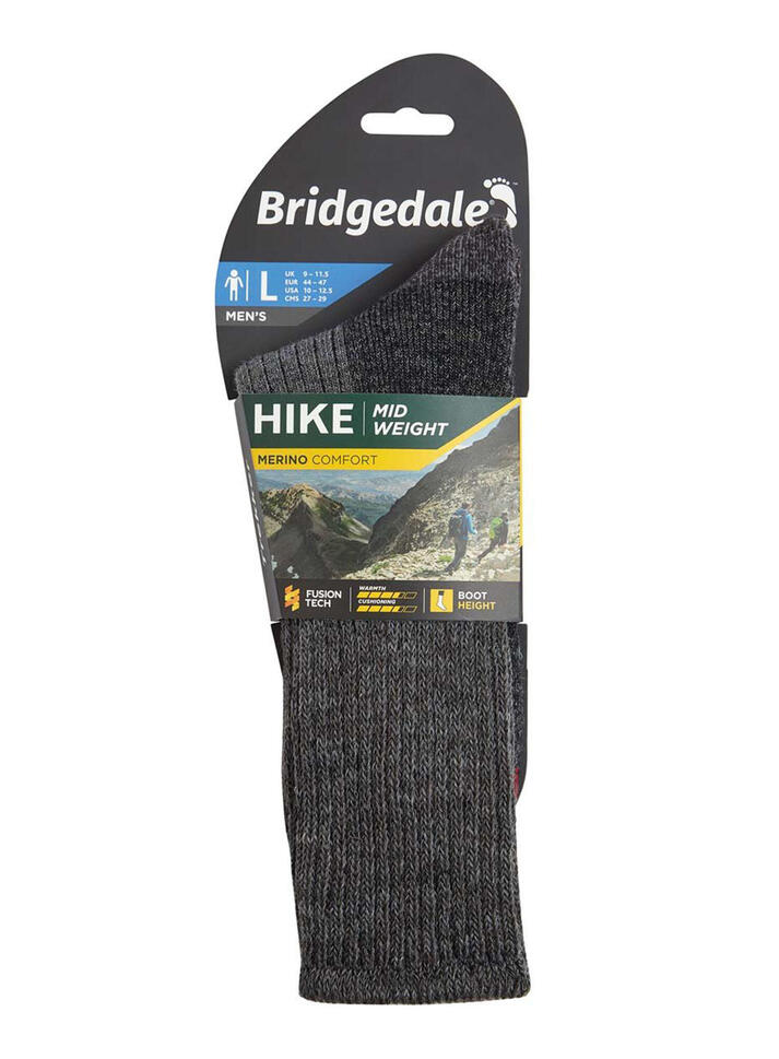 Męskie skarpety trekkingowe Bridgedale Midweight Merino Comfort Charcoral