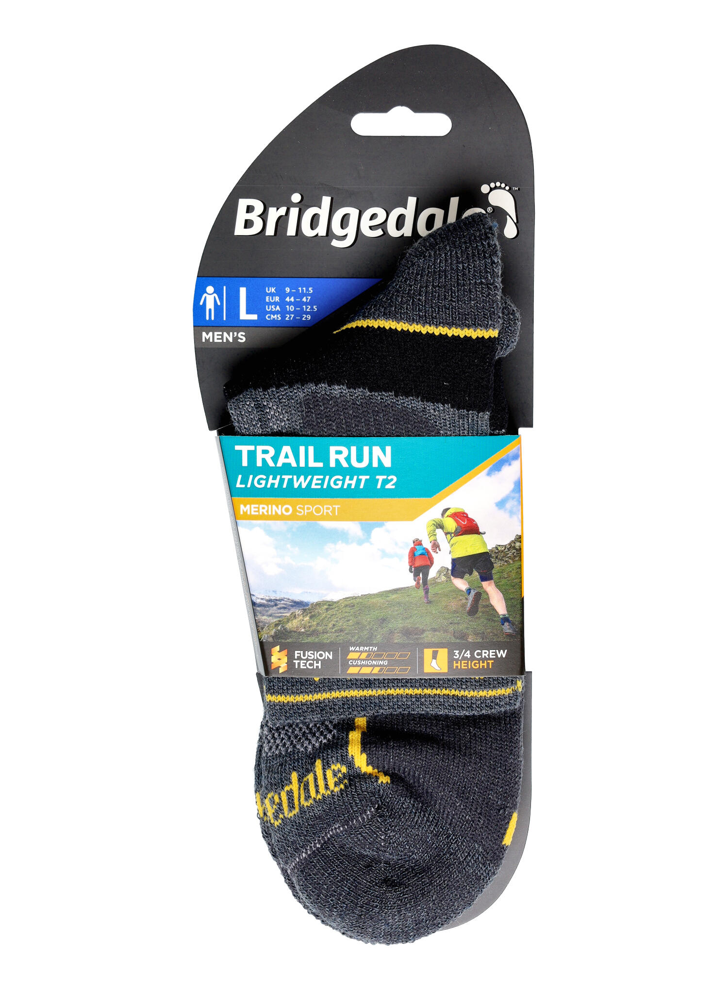 TRAIL RUN Lightweight T2 Merino Sport 3/4 Crew Men's - Light Grey 5/7