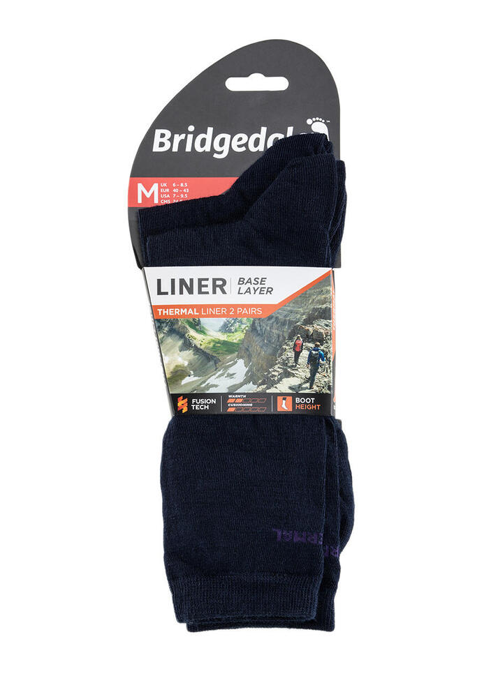 Skarpety do turystyki męskie Bridgedale Base Layer Thermal Liner Boot 2 pary