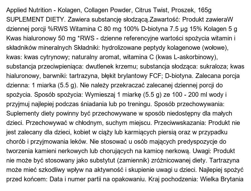 Applied Nutrition Collagen Powder (165g) Citrus Twist - Protéines - Collagène 2/3