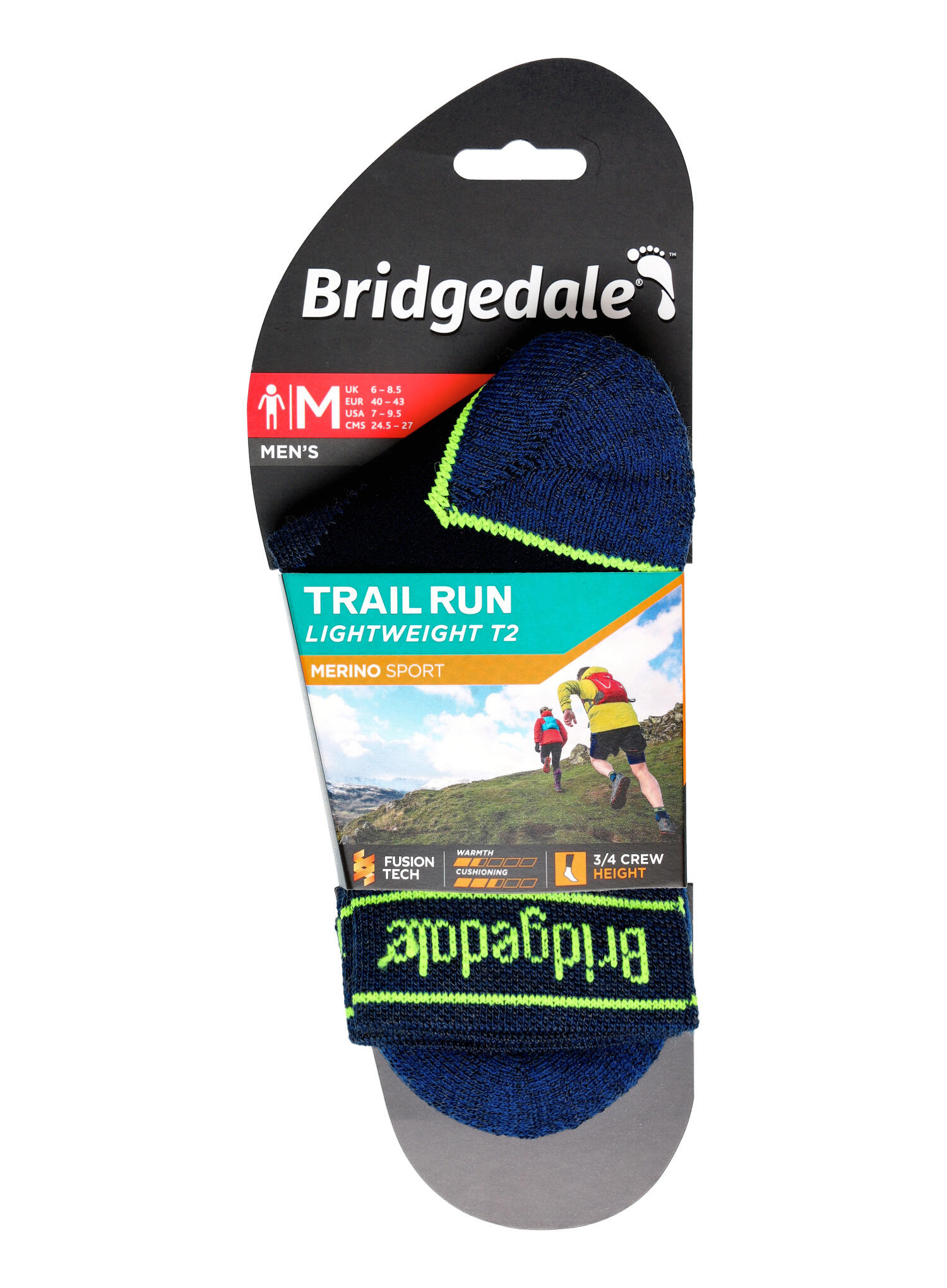 Bridgedale - Chaussettes de course légères T2 Merino 3/4 pour hommes 4/7