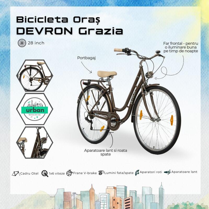 Bicicleta Oras Devron Grazia 6s Retro, L, Maro Reambalat