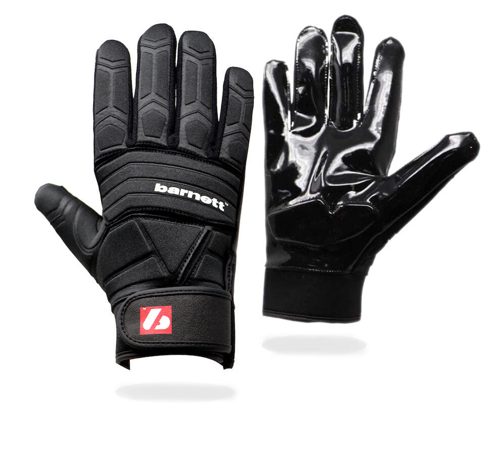 BARNETT Luvas de futebol americano profissionais de linha, OL, DL, pretas FLG-03