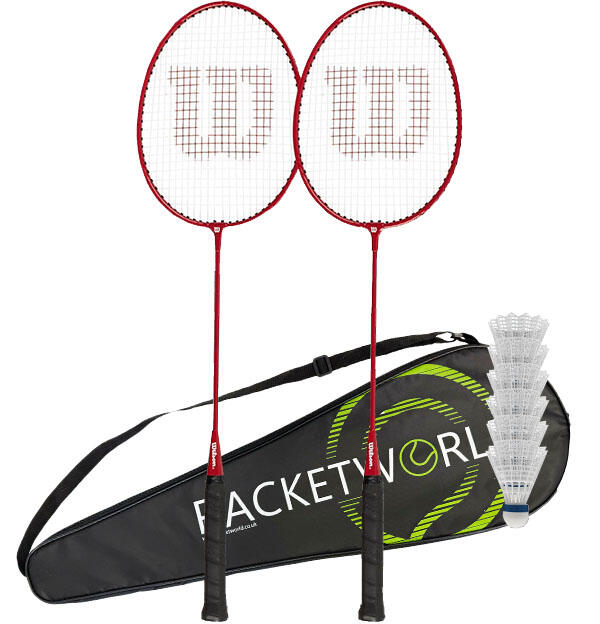 WILSON Wilson Tour Adult Twin Badminton Racket, Shuttlecocks & Carry Case