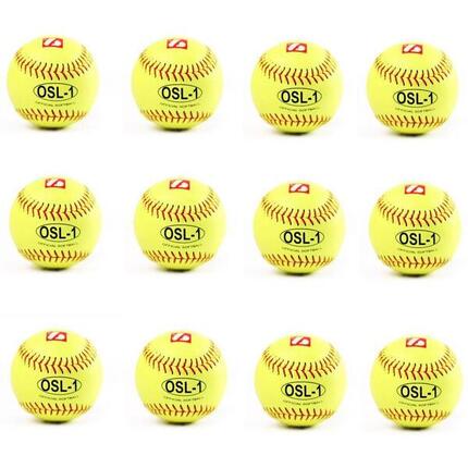 balle de compétition softball, 12'', jaune 1 douzaine OSL-1