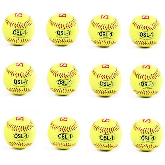 balle de compétition softball, 12'', jaune 1 douzaine OSL-1