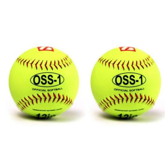 balle de softball entraînement, 12'', jaune, 2 pièces OSS-1