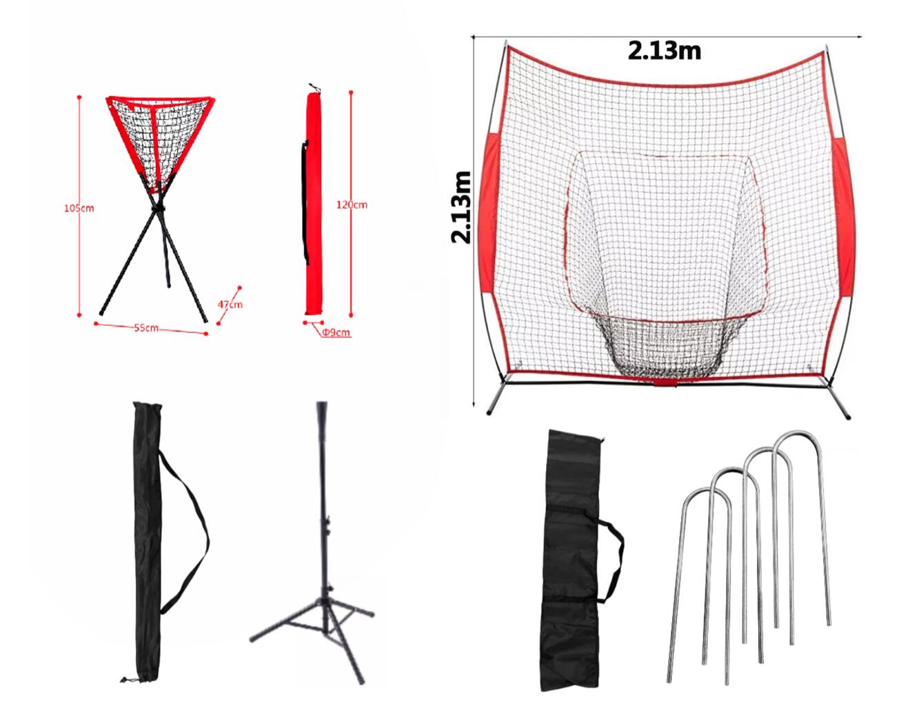BARNETT  BNB-03 Kit Übungsnetz + Baseball-T-Shirt + Ballkorb