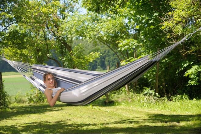 Salsa XL Reise Hängematte Tuch Stoff Wetterfest Single Garten Camping 150kg 4/5