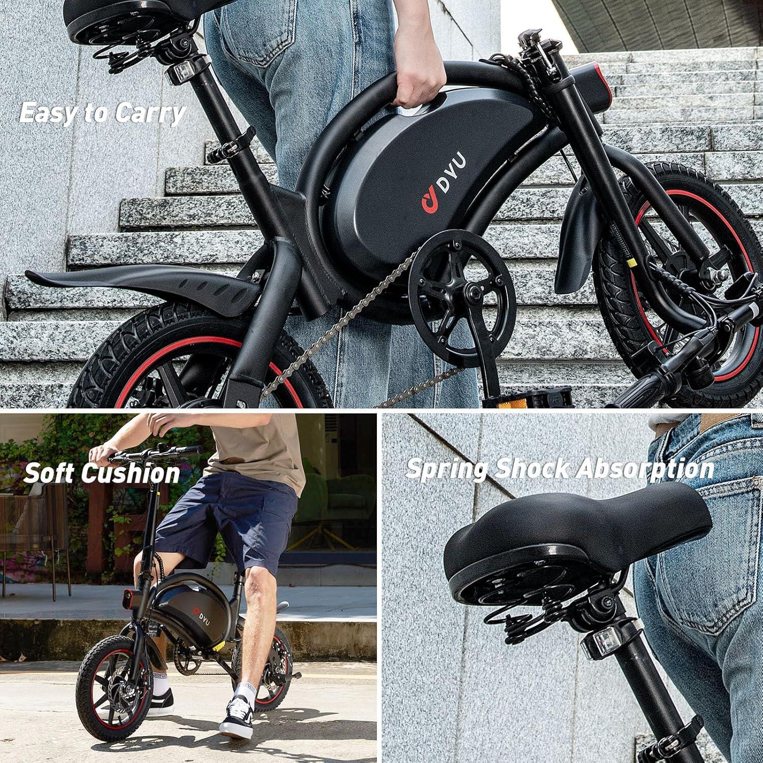 DYU D3F elektrische fiets voor volwassenen, 14 inch 250W 36V 10AH 6/7