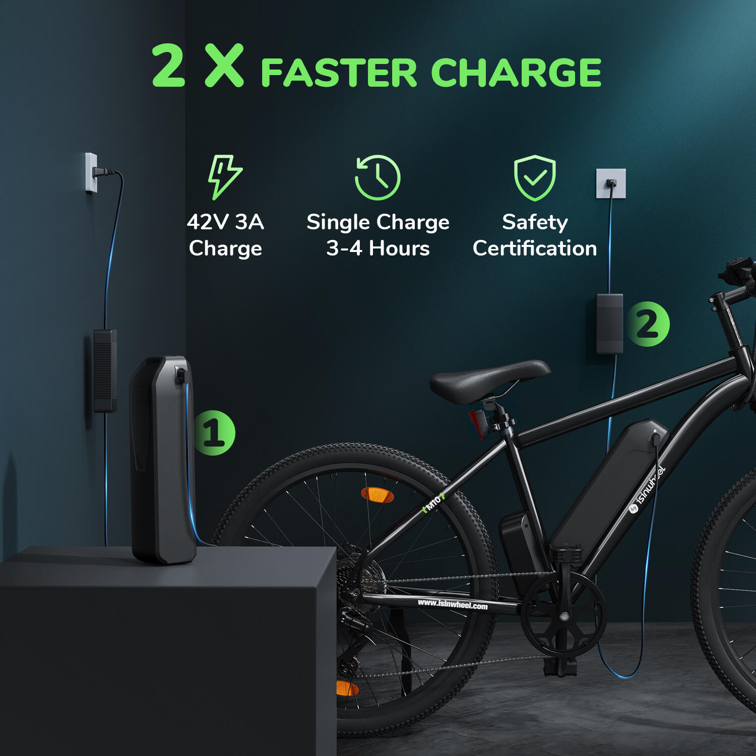 Bicicleta eléctrica Isinwheel M10 para adultos, 250 W, 36 V, batería de 10,4 Ah 4/7