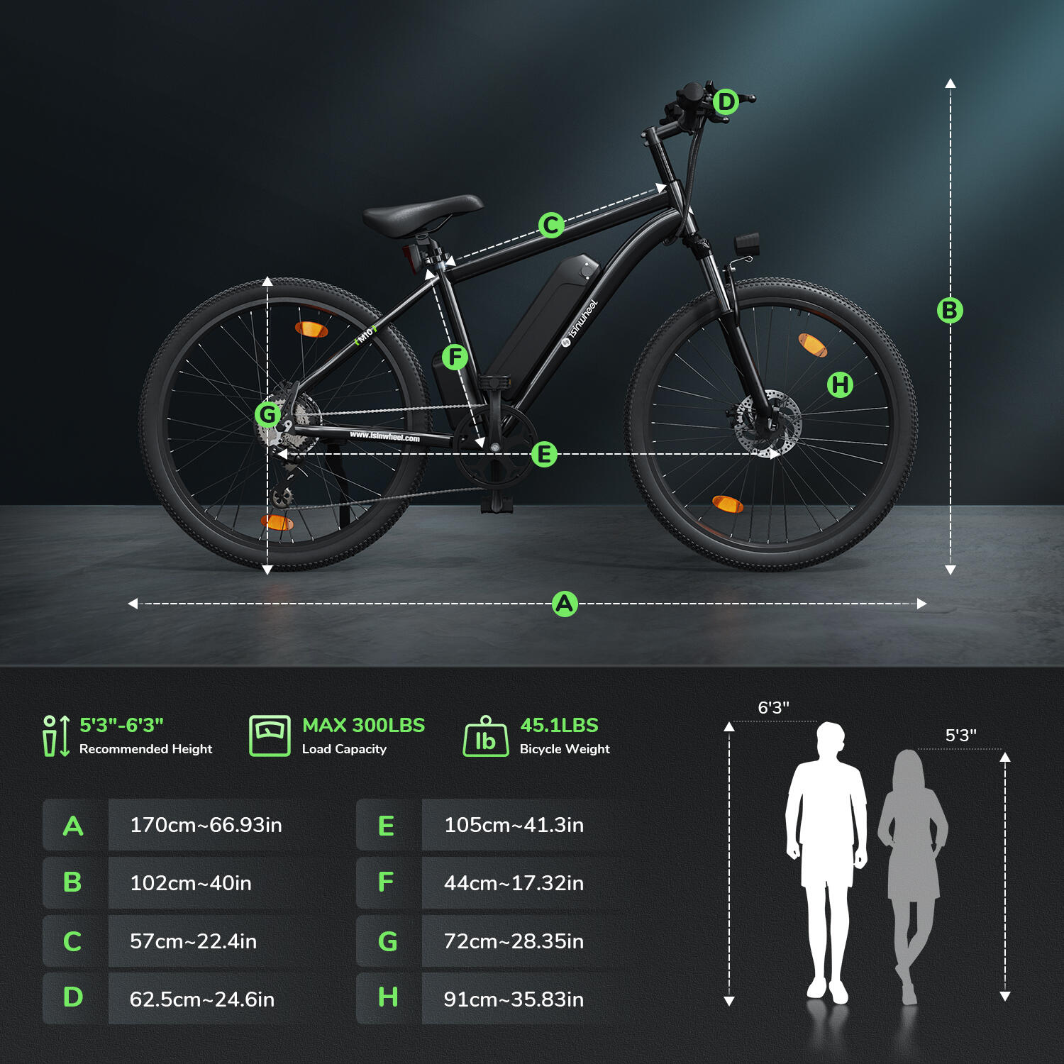 Bicicleta eléctrica Isinwheel M10 para adultos, 250 W, 36 V, batería de 10,4 Ah 7/7