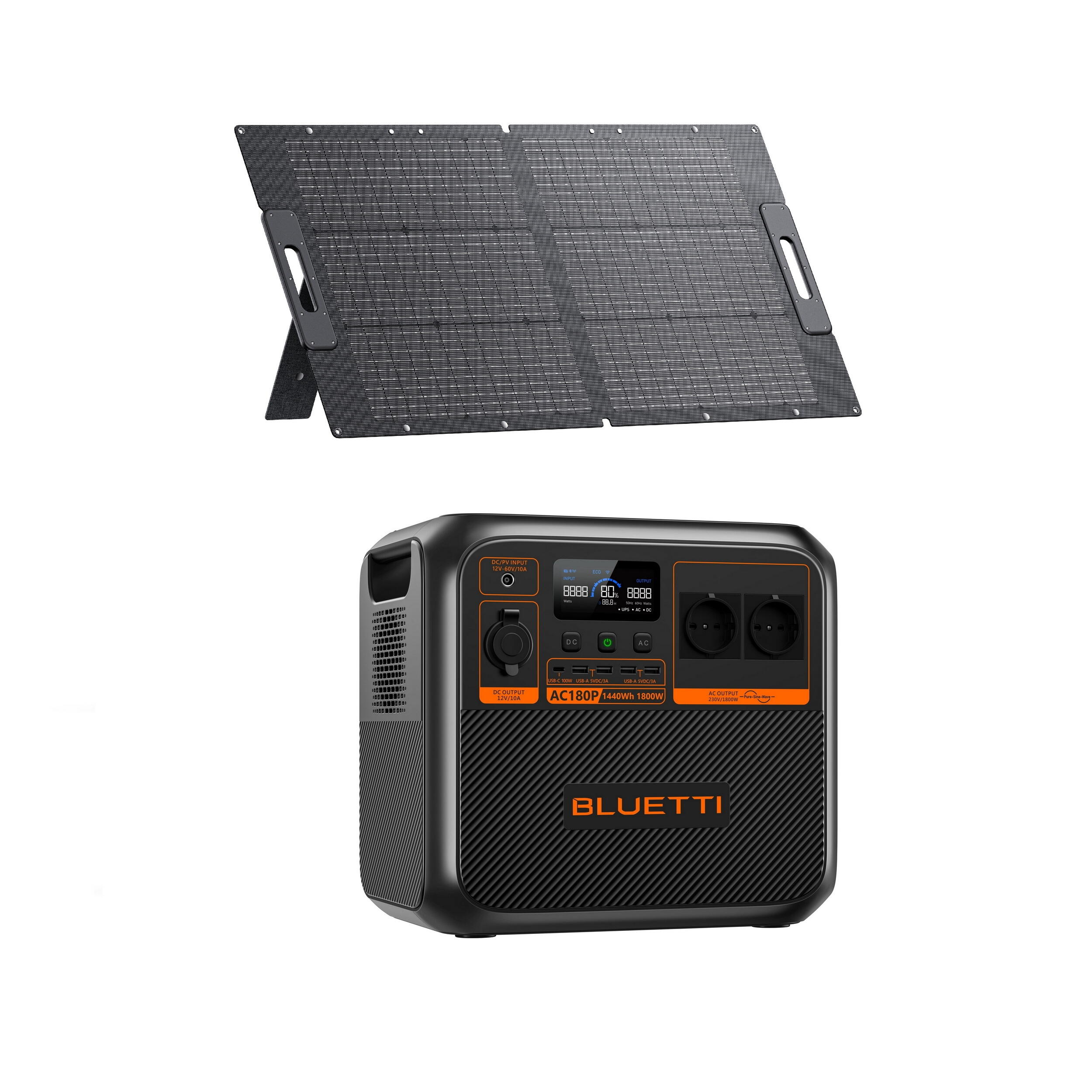 BLUETTI KIT Estación de energía BLUETTI AC180P con panel solar de 100W