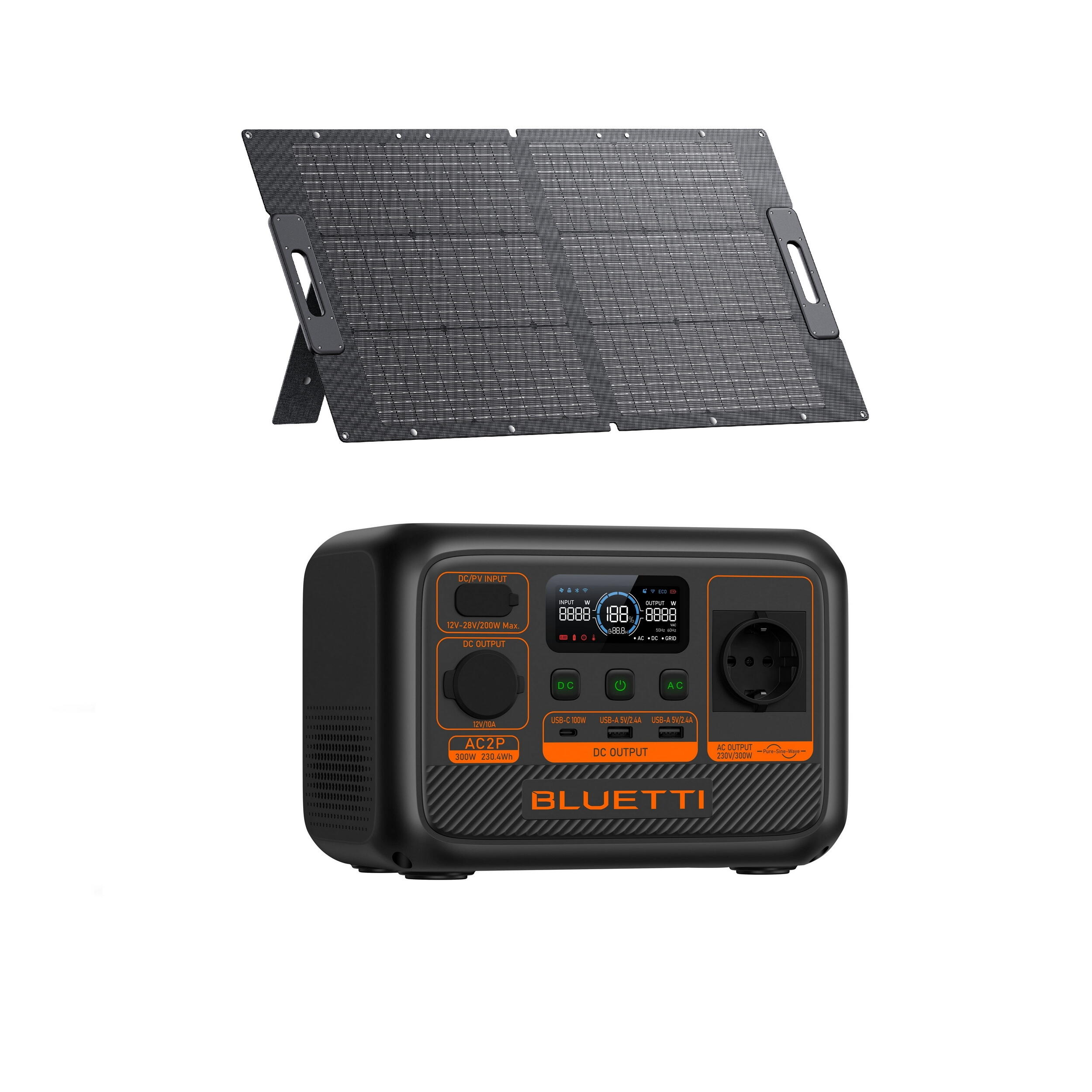KIT BLUETTI AC240P Powerstation KITmet 100W zonnepaneel 1/7