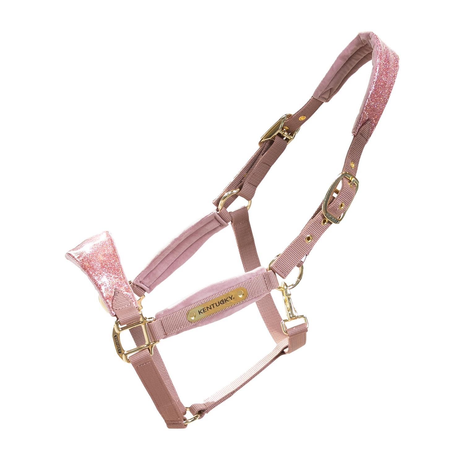 KENTUCKY HORSEWEAR Velvet  halster eenhoorn glitter oud roze Full