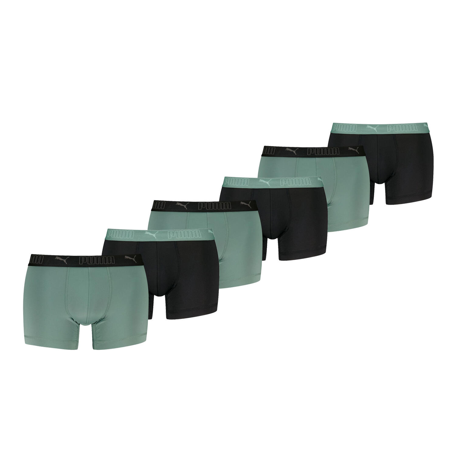 PUMA Sport Boxershorts Microfiber 6-pack Dark Sage / Zwart