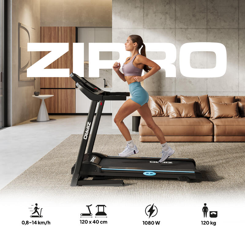 Bandă de alergat Zipro Tekno 120 x 40 cm, 14 km/h difuzoare, MP3 înclinare de 4°